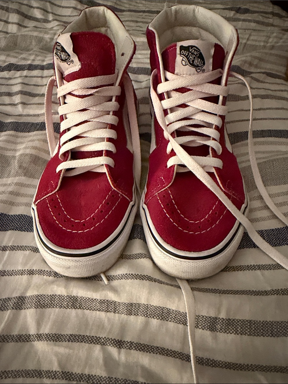 Vans High-Top Sneakers in Red with White Accents